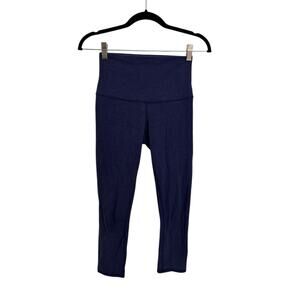 Lululemon Leggings Womens Size 4 Wunder Under Crop Heathered Navy Roll Down
